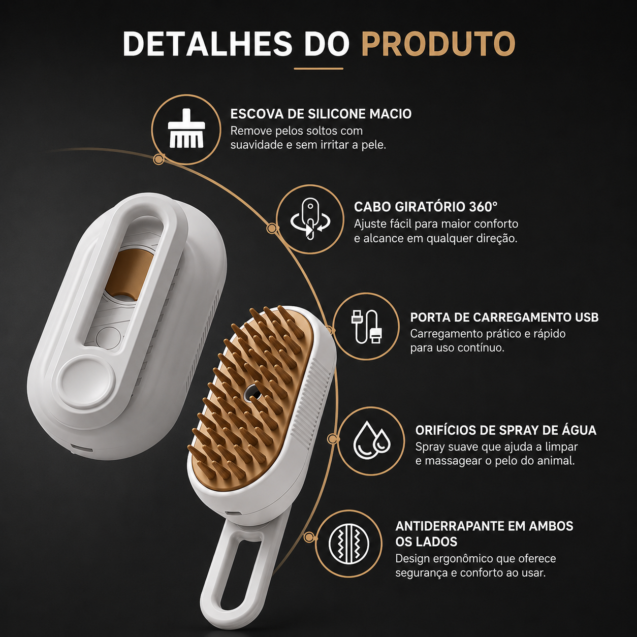 Escova de Massagem com Vaporizador PetiGo™